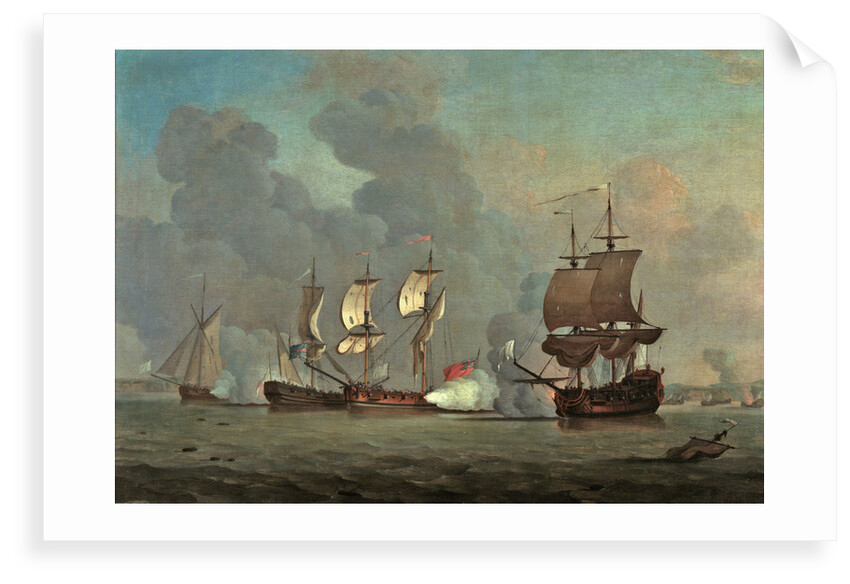 An English privateer engaging a French privateer by Samuel Scott
