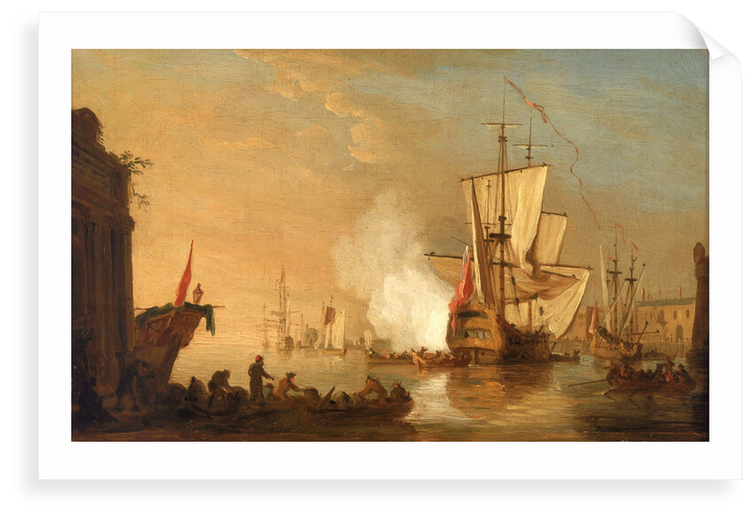 An English man-of-war firing a salute by Samuel Scott