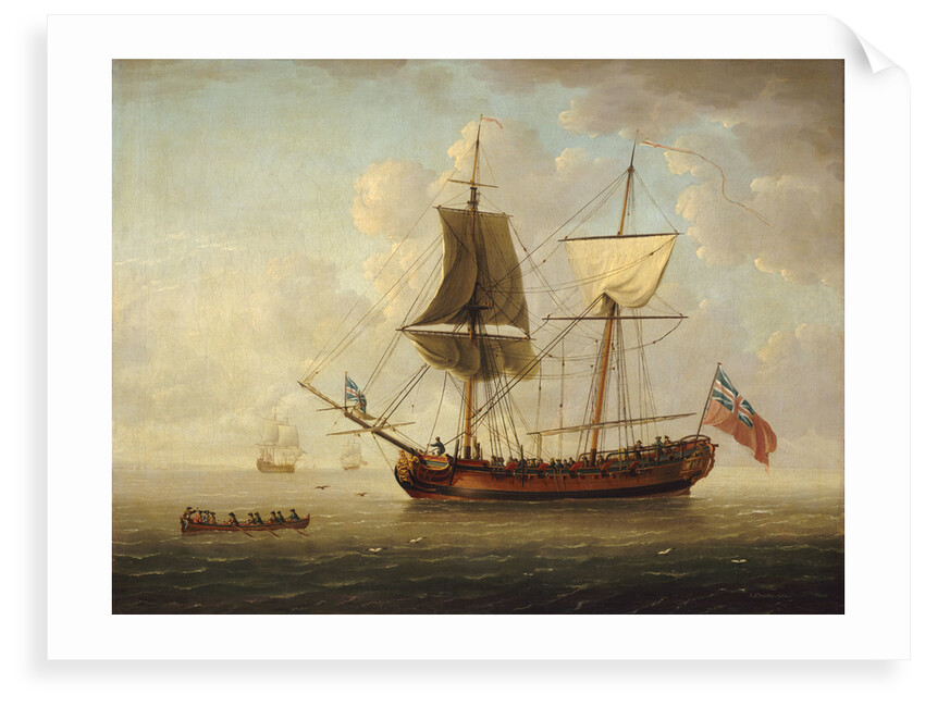 A brigantine in a calm sea by John Cleveley