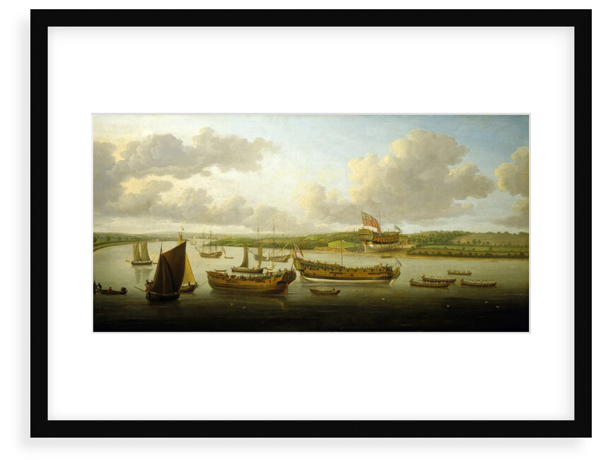 Launch of a 4th-rate on the river Orwell by John Cleveley