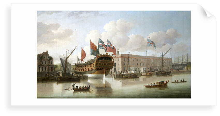 'St Albans' floated out at Deptford, 1747 by John Cleveley