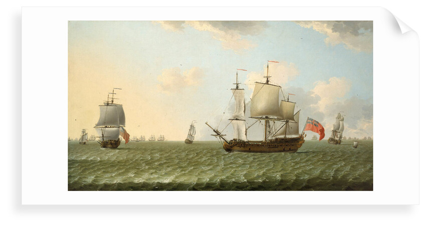 A fleet of East Indiamen by Francis Swaine