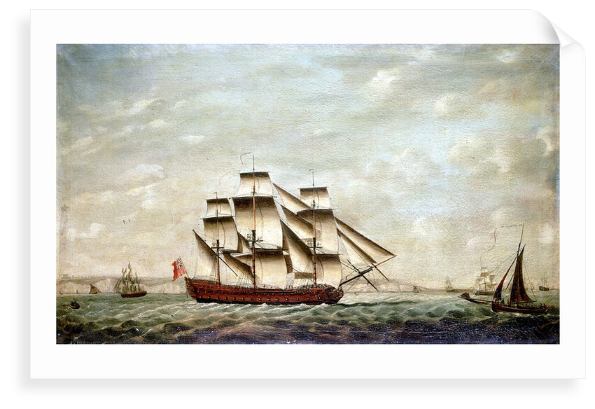 A two-decker and other vessels off Dover by Francis Holman
