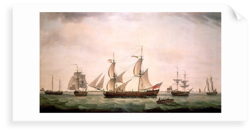 An English brig with captured American vessels by Francis Holman