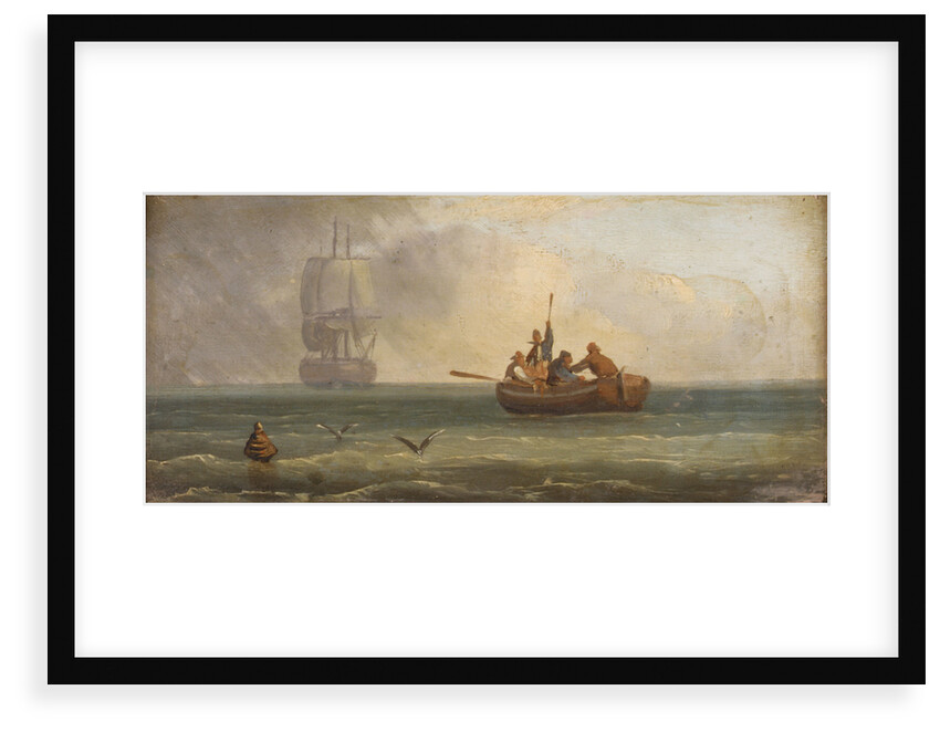 Four sailors in a ship's boat by Sands