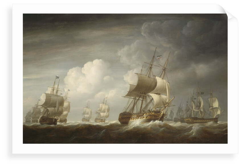 A fleet of East Indiamen at sea by Nicholas Pocock