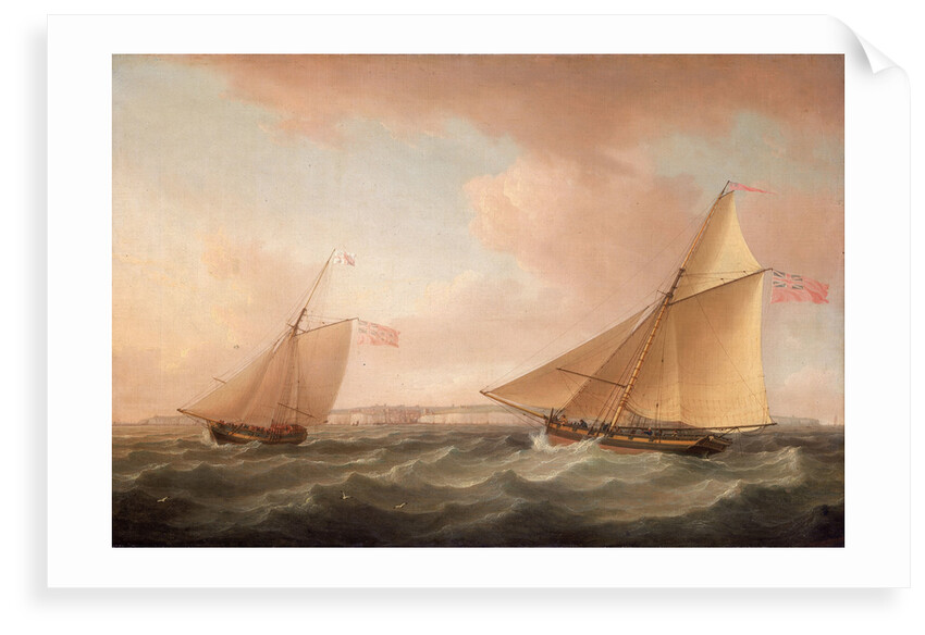 A Trinity House yacht and a revenue cutter off Ramsgate by Thomas Whitcombe