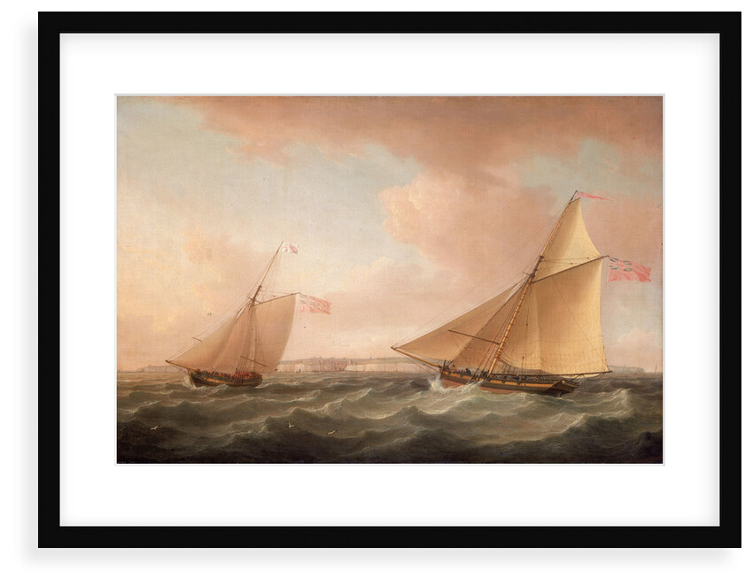 A Trinity House yacht and a revenue cutter off Ramsgate by Thomas Whitcombe