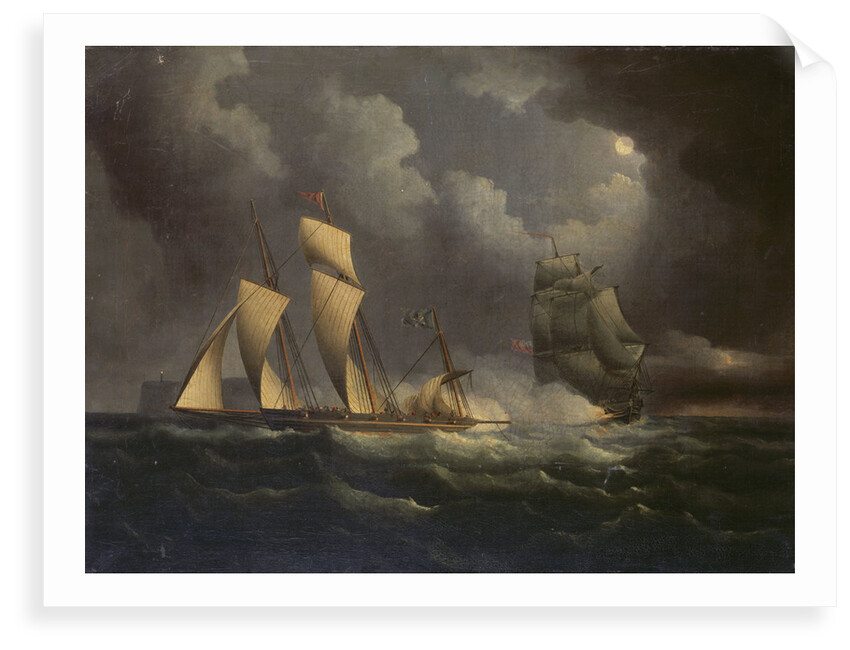 A smuggling lugger chased by a naval brig by unknown