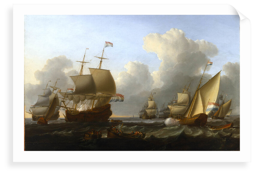 Dutch shipping with a flagship and a states yacht by William Anderson