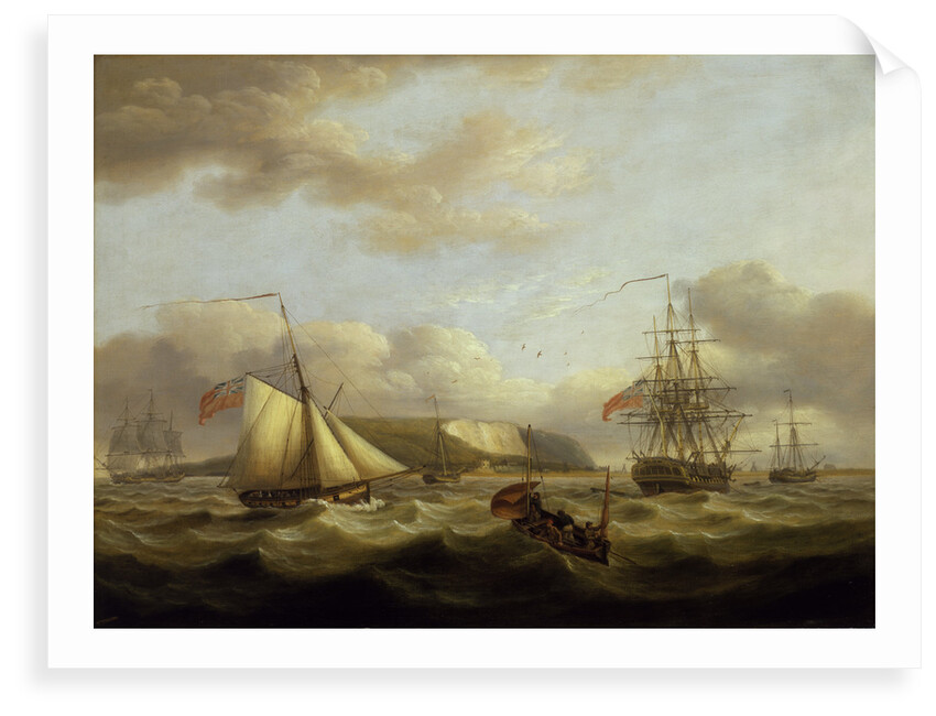 A cutter passing astern of a frigate by Thomas Luny