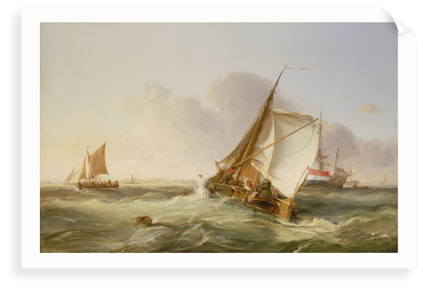 A Dutch boeier in a fresh breeze by George Chambers