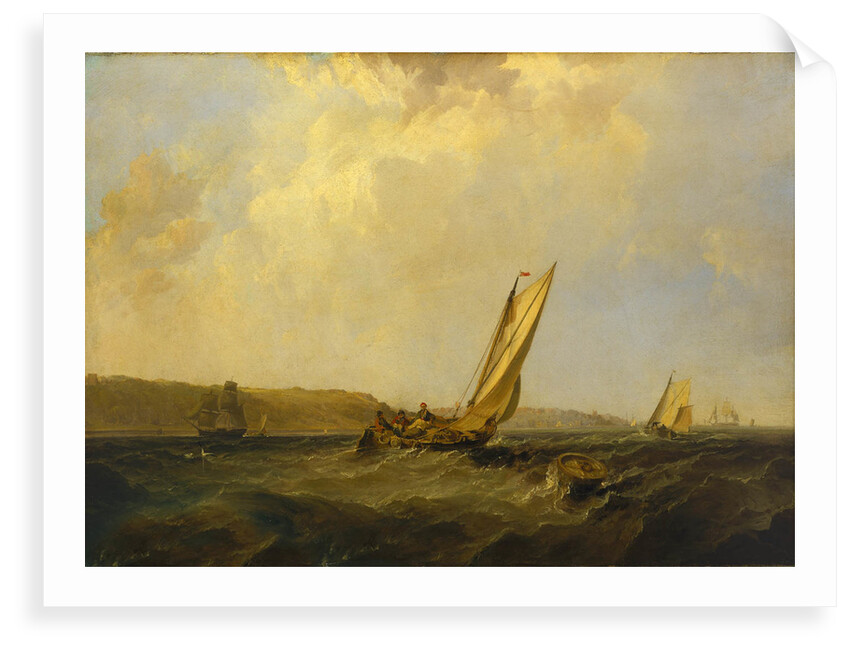 A sailing boat in a fresh breeze off Cowes by George Chambers the Elder