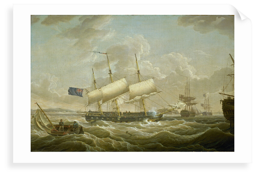 A frigate coming to anchor in the Mersey by Robert Salmon