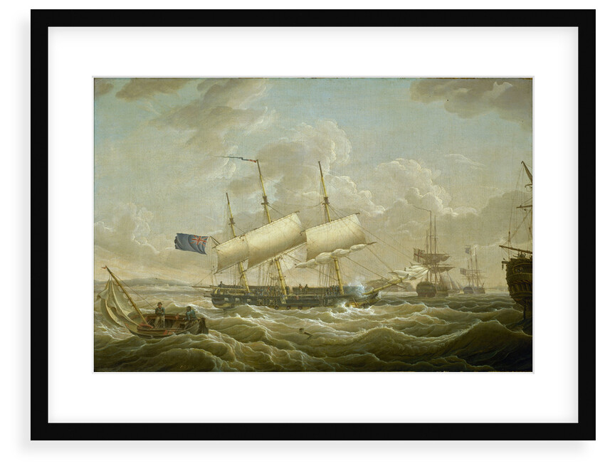 A frigate coming to anchor in the Mersey by Robert Salmon