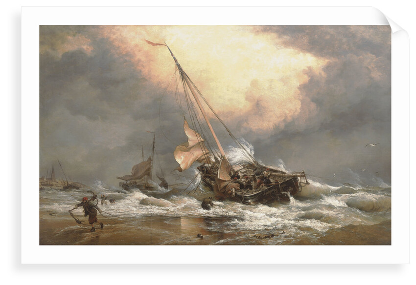 A North Sea breeze on the Dutch coast by Edward William Cooke