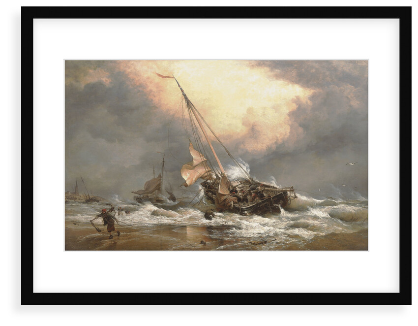A North Sea breeze on the Dutch coast by Edward William Cooke