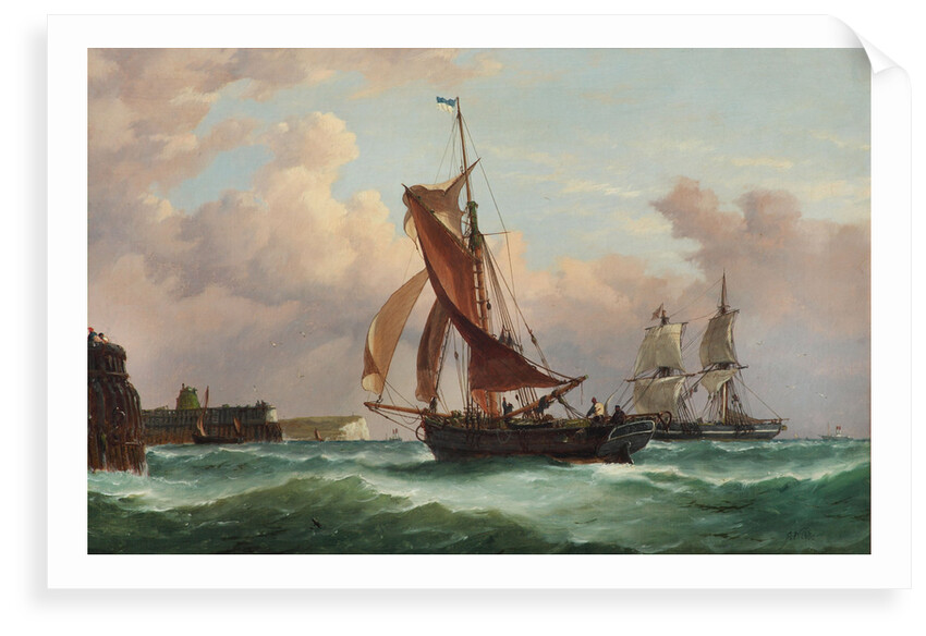 A fishing smack running into Newhaven by Richard Henry Nibbs