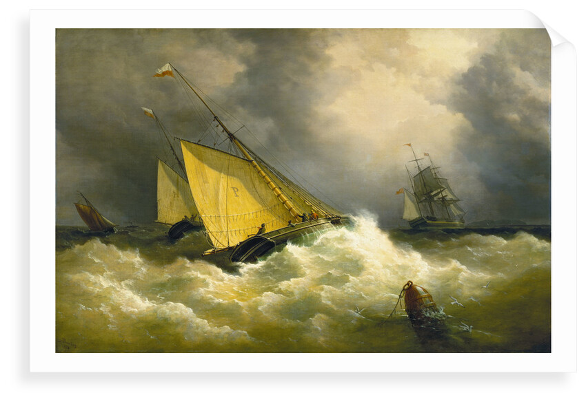 First come, first served. A pilot cutter racing to a ship by Richard Brydges Beechey