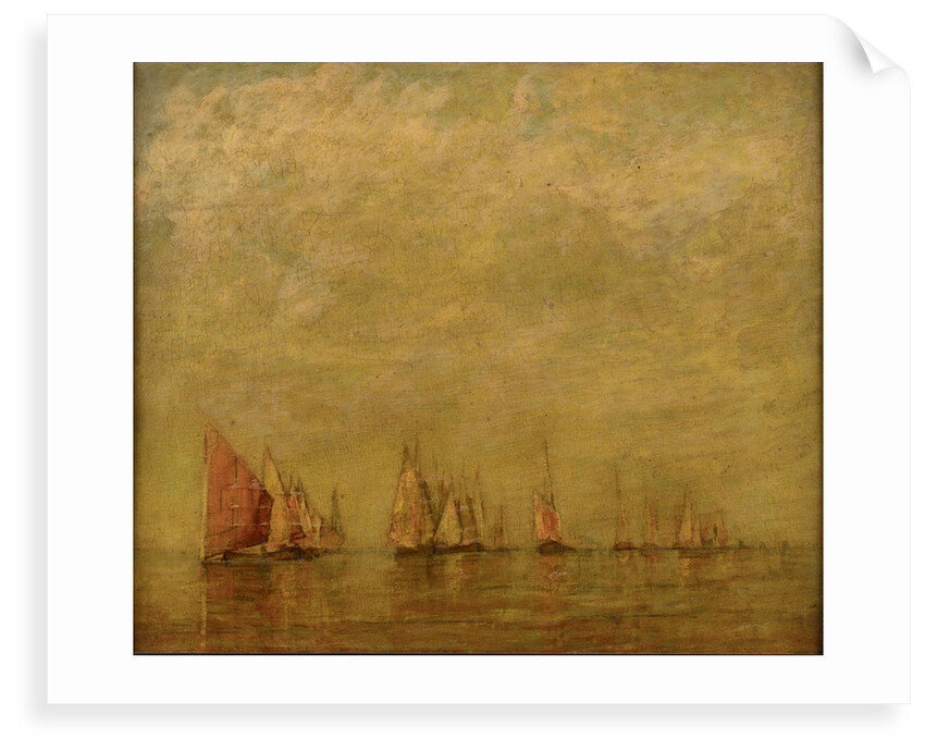 Venetian boats reflected in a calm sea by William Gedney Bunce