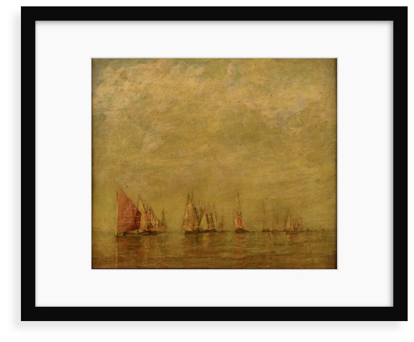 Venetian boats reflected in a calm sea by William Gedney Bunce