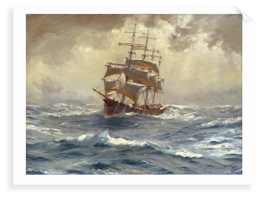 A barque running before a gale by Thomas Jacques Somerscales