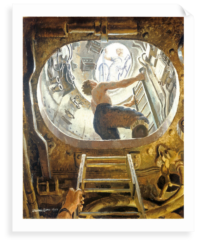 On board an S-class submarine: Up the conning tower by Stephen Bone