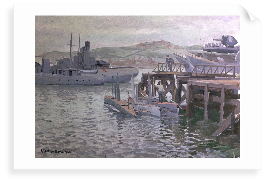 Midget submarines at Campbeltown by Stephen Bone