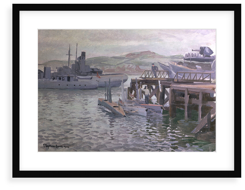 Midget submarines at Campbeltown by Stephen Bone