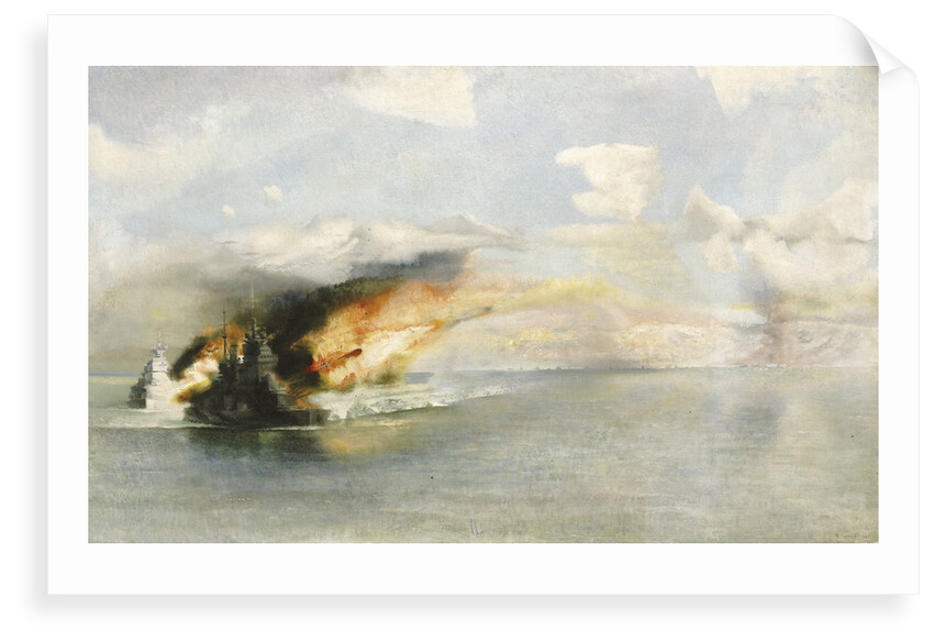 Capital ships bombard Salerno by Richard Ernst Eurich