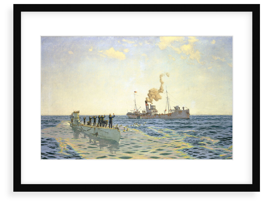 Surrender of U-111 to the trawler 'Lady Shirley' by Charles Pears