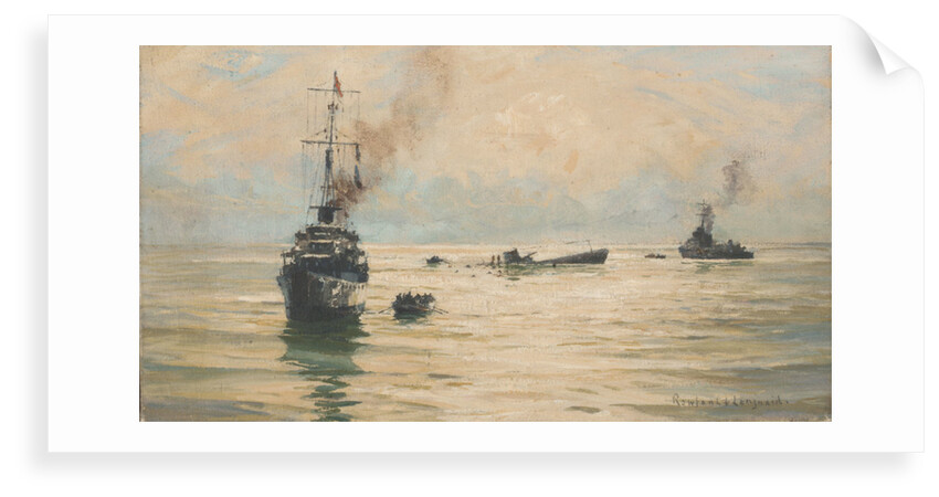 Picking up survivors from a sinking U-boat by Rowland John Robb Langmaid