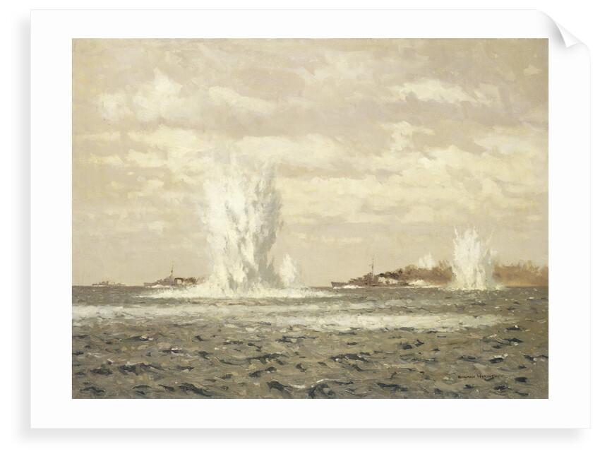 Destroyers dropping depth charges by Norman Wilkinson
