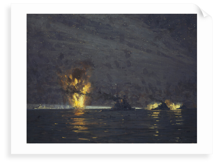 Night action off Cape Matapan, Greece, 28 March 1941 by Norman Wilkinson