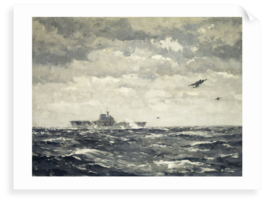 Mitchells taking off from US carrier 'Hornet', 18 April 1942 by Norman Wilkinson