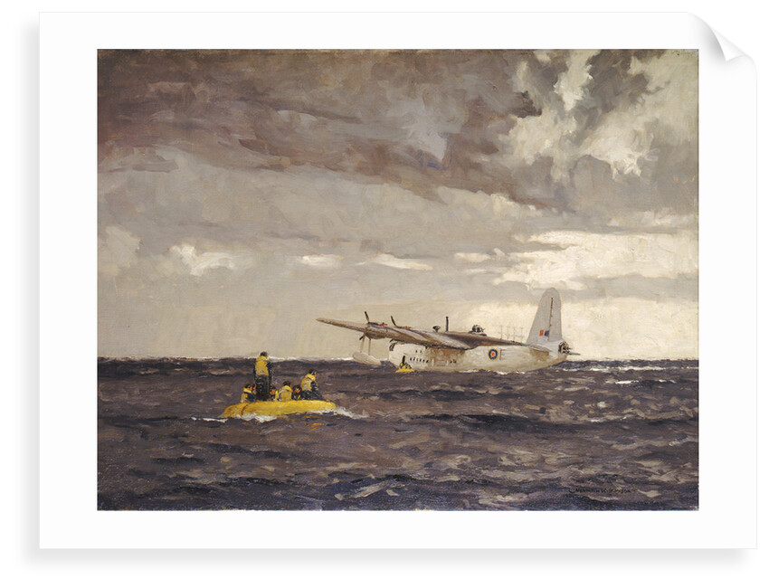 A Sunderland flying boat rescuing the crew of a Liberator by Norman Wilkinson