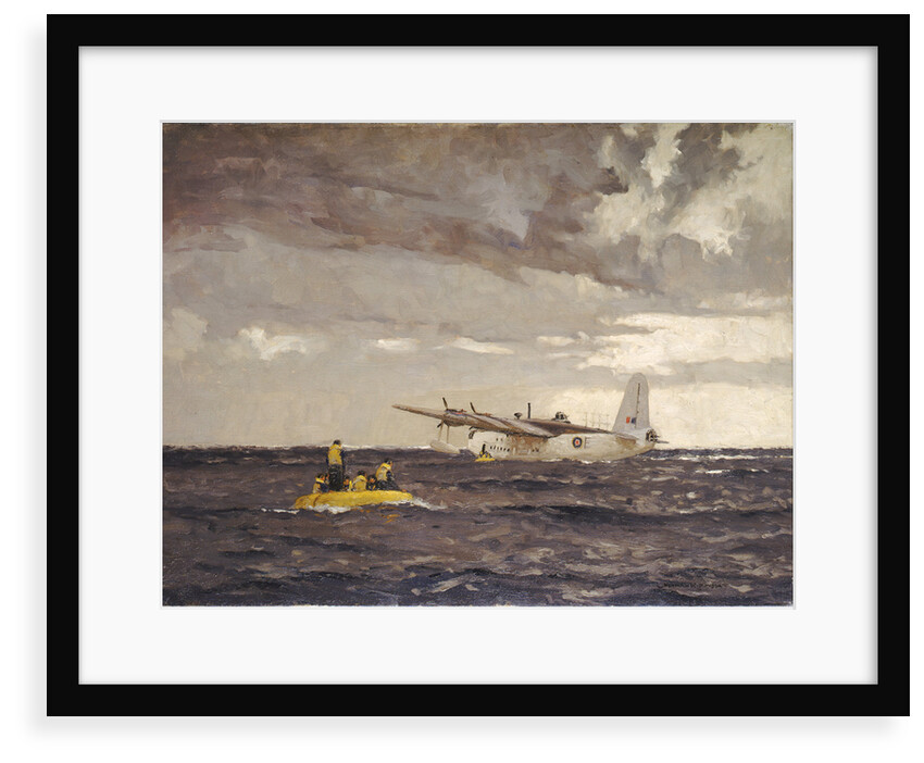 A Sunderland flying boat rescuing the crew of a Liberator by Norman Wilkinson
