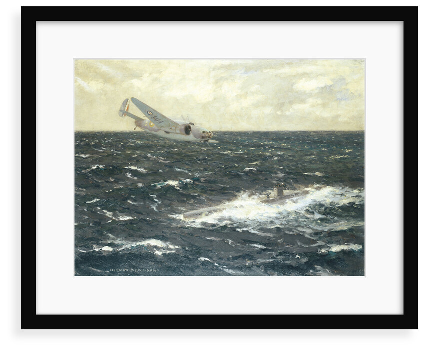 Enemy submarine surrendering to a Hudson, 20 August 1941 by Norman Wilkinson