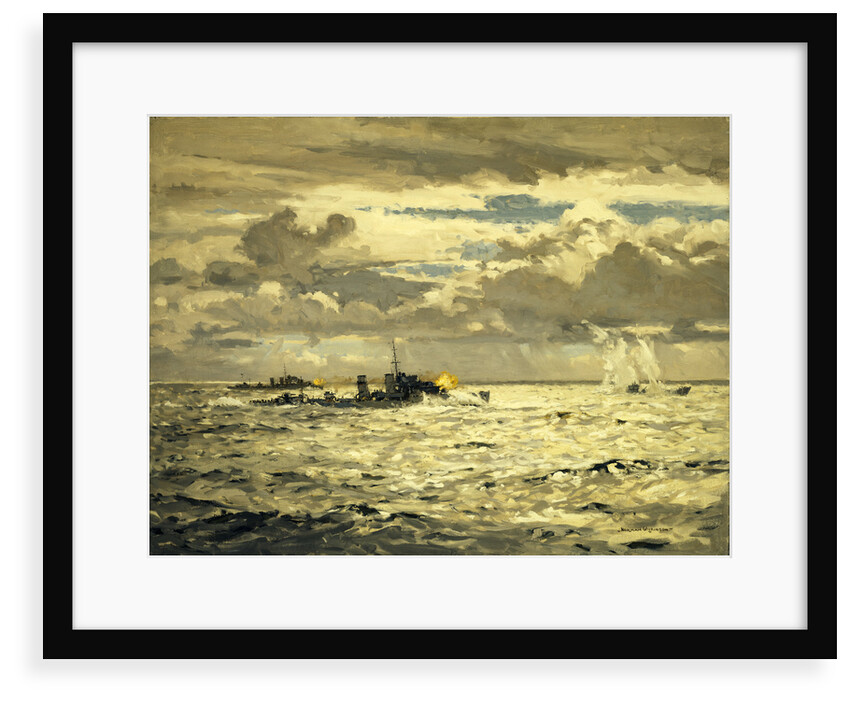 A destroyer sinking a submarine by Norman Wilkinson