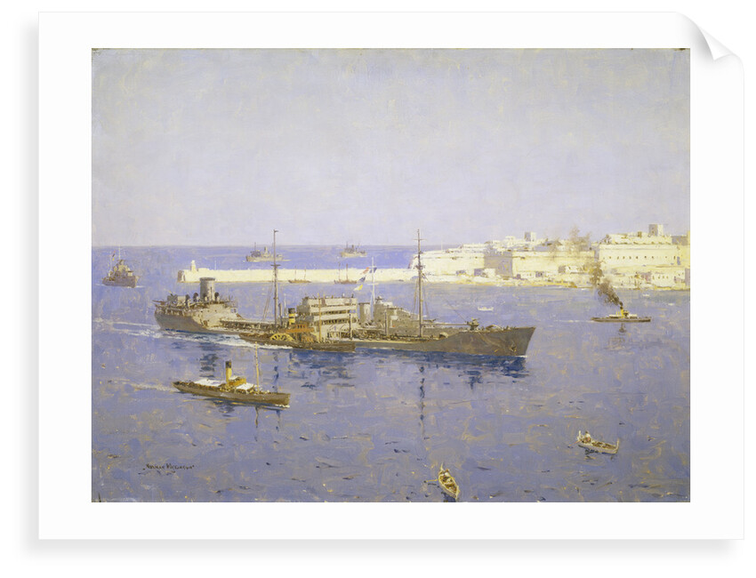 The 'Ohio' entering Malta, 14 August 1942 by Norman Wilkinson