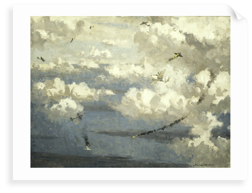 Air battle between a Sunderland flying boat and eight JU 88s by Norman Wilkinson