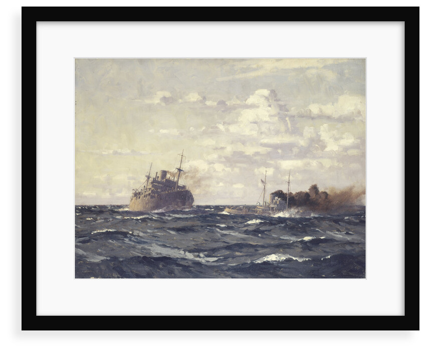 A rescue tug approaching a steamship by Norman Wilkinson