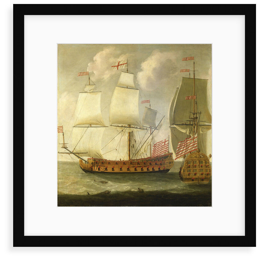 Two views of an East Indiaman of the time of King William III by Isaac Sailmaker