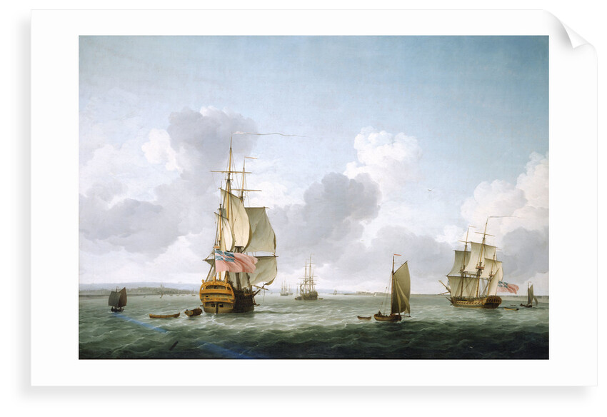 A two-decker and a frigate running into the Thames off Gravesend by Charles Brooking