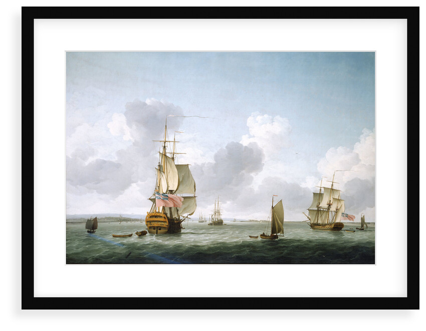 A two-decker and a frigate running into the Thames off Gravesend by Charles Brooking