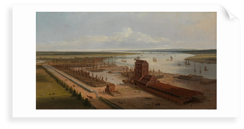 The Mast house and Brunswick dock at Blackwall by William Daniell