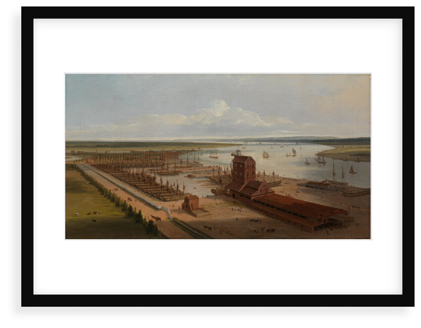 The Mast house and Brunswick dock at Blackwall by William Daniell