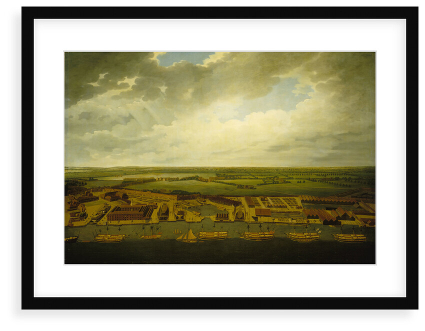Aerial view of Deptford Dockyard by Joseph Farington