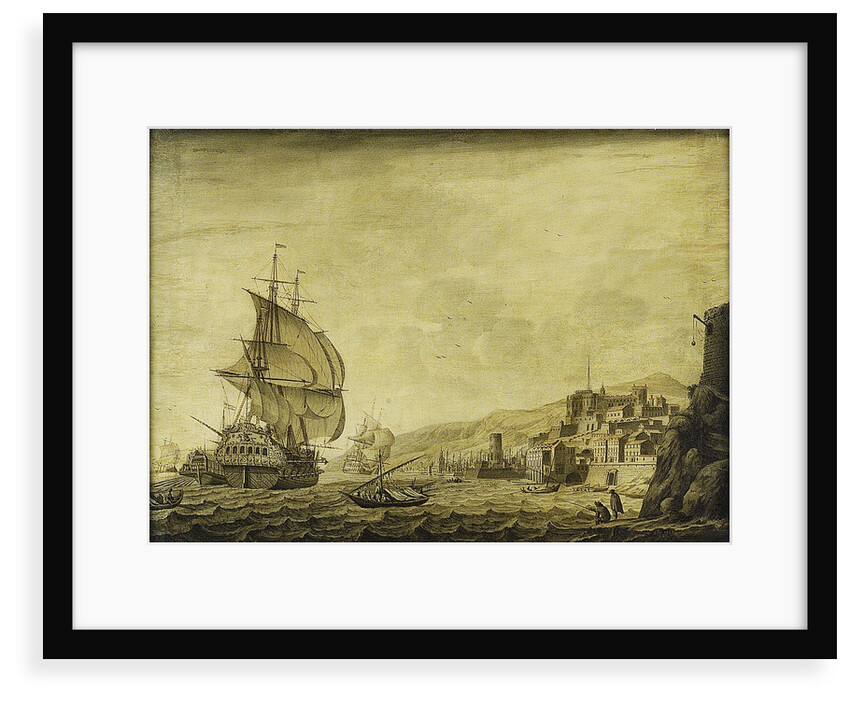 A Dutch ship arriving at Naples by Cornelis Bouwmeester