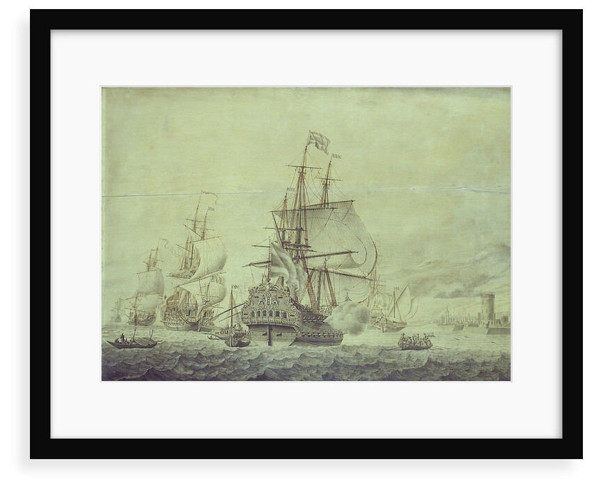 Dutch and English ships arriving at Naples by Cornelis Bouwmeester